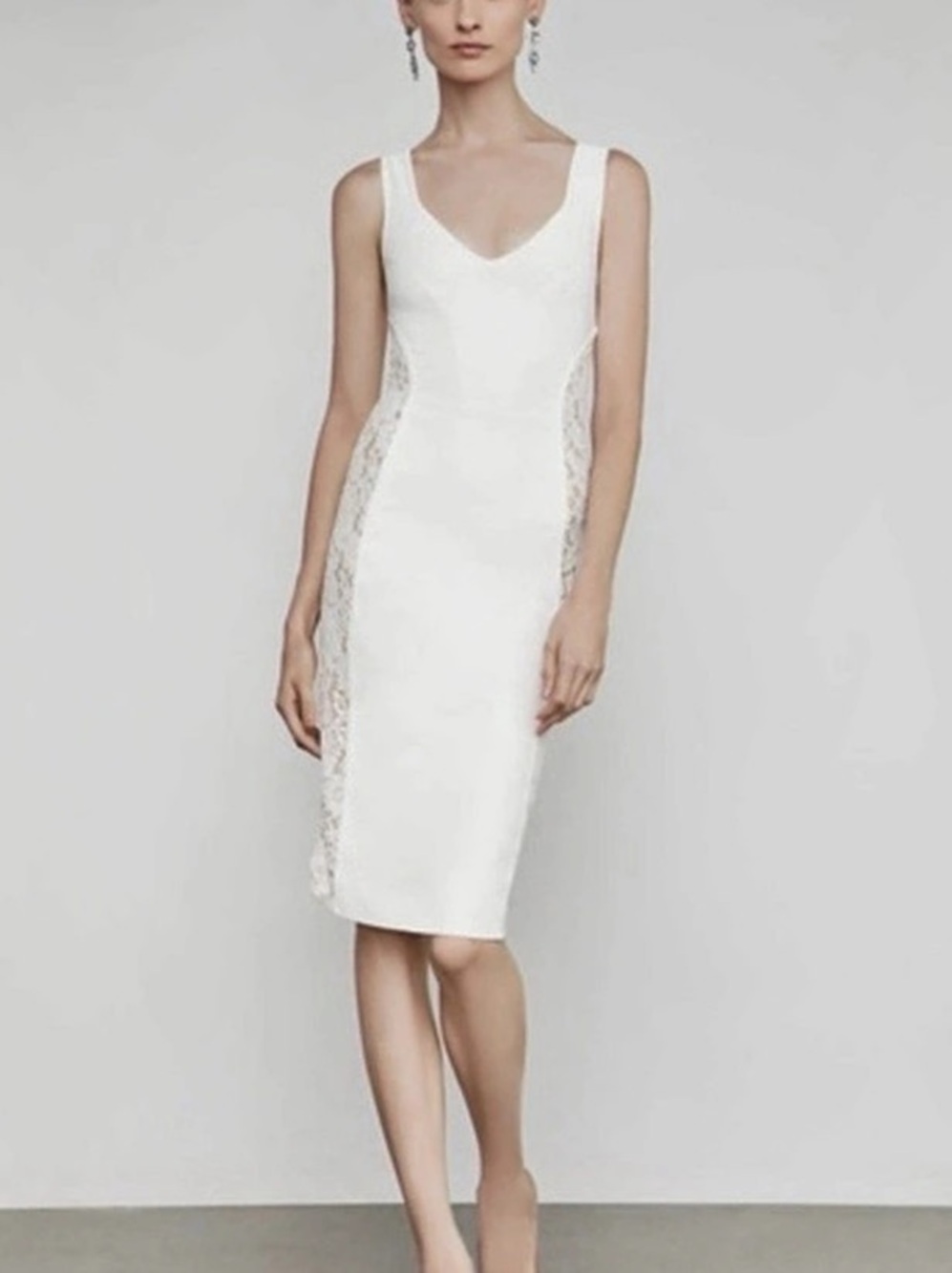 BCBGMAXAZRIA Bodycon Dress Lace Panel Midi Dress Size medium